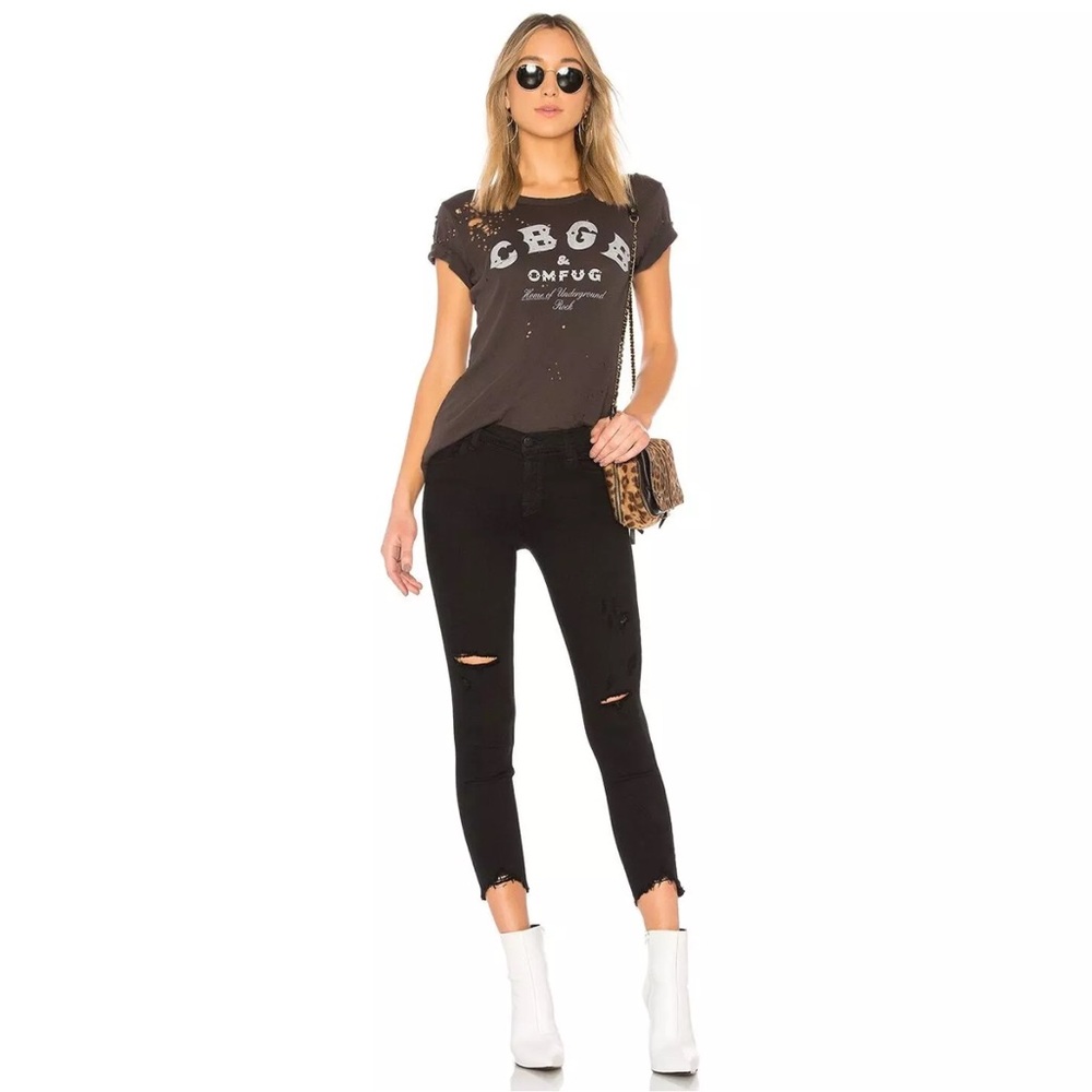 J Brand Revolve Women's Capri Overexposure Distressed Black Jeans -Size 30